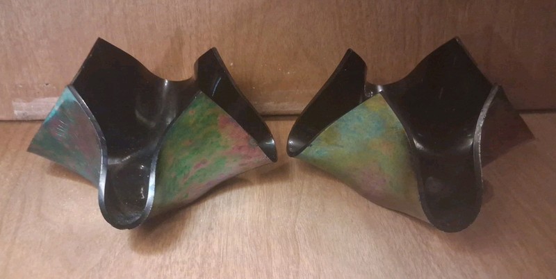 2 Signed Art Glass Votive Candleholder Handkerchief Folded  Slag 5 1/2" 