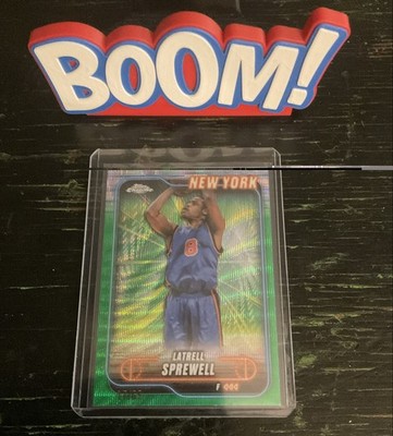 2024-25 Topps Chrome New York Knick Latrell Sprewell #4 Green Wave Refractor /65