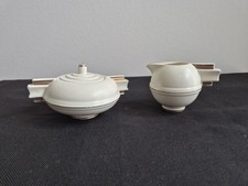 Cremefarbenes Teeservice Art Deco Stil Zuckerdose Milchkanne