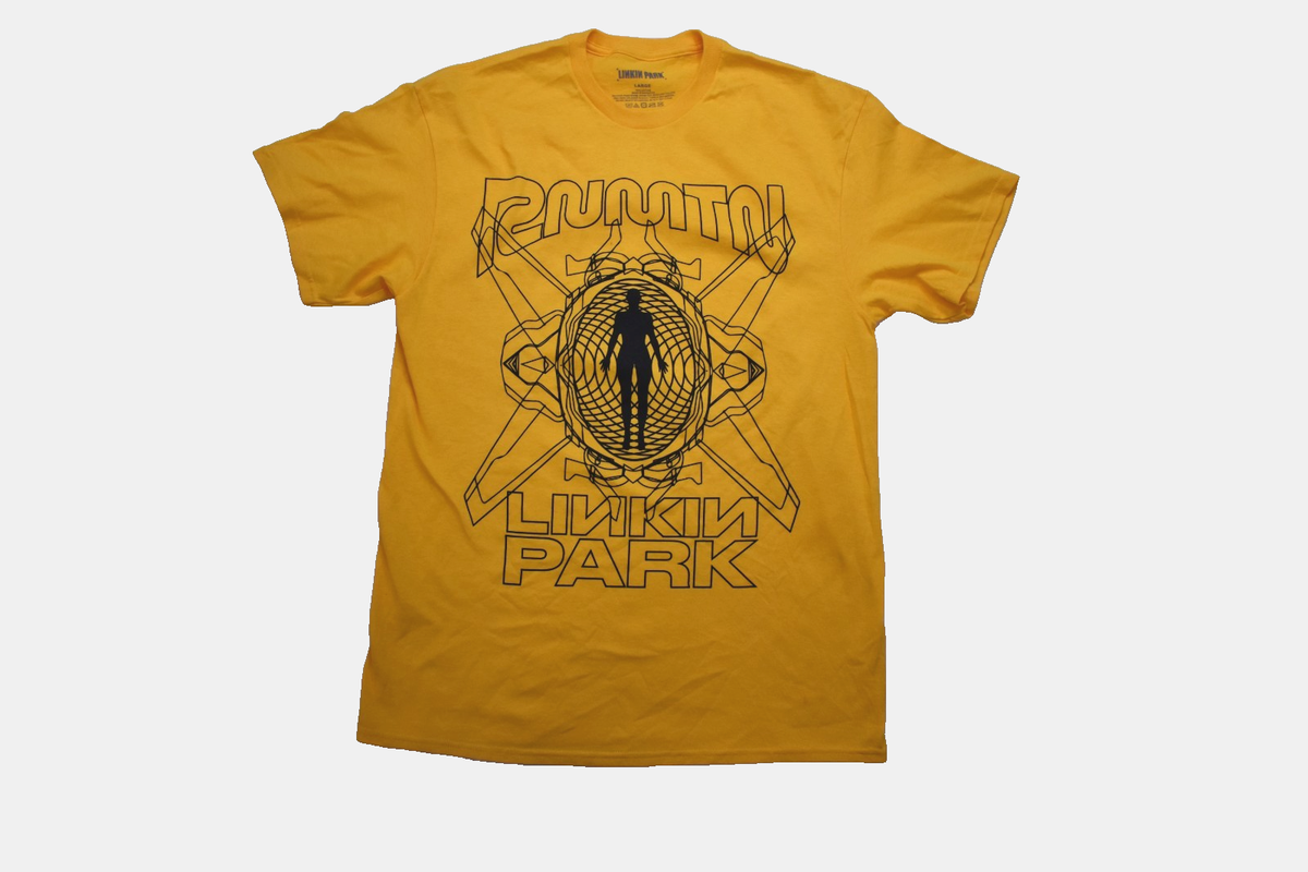 Linkin Park Mens RNMTN Reanimation Sketch Graphic Gold Shirt New