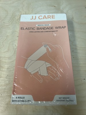 6 Pk - J J Care Medical Grade Elastic Bandage Wraps W/Clips, 2 Sizes