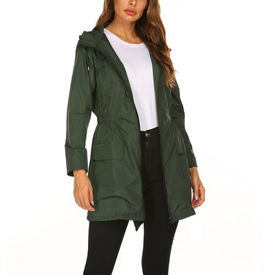 ÜBERGRÖSSE Damen wasserdichter Regenmantel Kapuze Outdoor Wind Regen Wald Jacke Mäntel