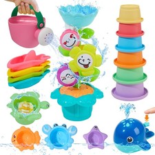 17PCS Mold Free Easy Grip Bath Toys for Kids Ages 1-3 Bath Toy Set