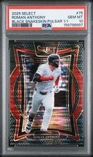 Marketplace image: 2025 Panini Select BLACK SNAKESKIN PULSAR /1 Roman Anthony #75 SUPERFRACTOR 10