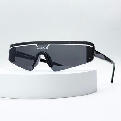 Balenciaga BB0003S 001 Sunglasses Black Grey Shield Mask Unisex 99-1-140 New