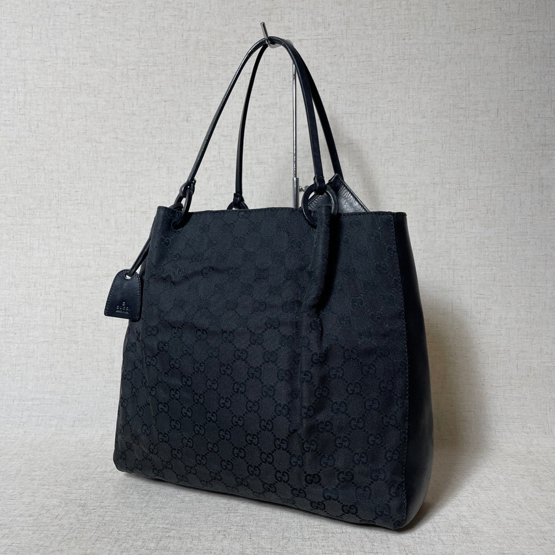 Gucci GG Canvas Tote Bag Black 2504 127 in Excellent Condition
