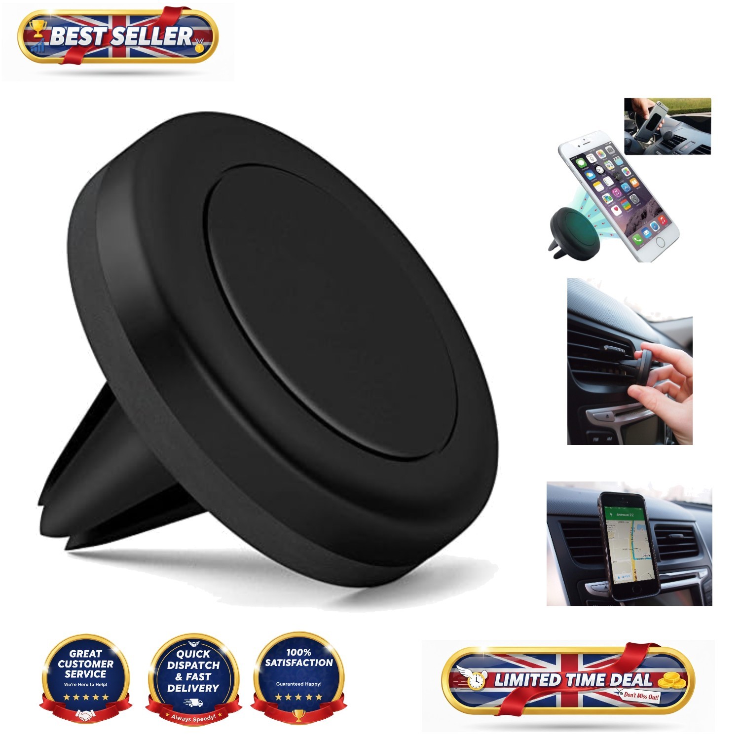 High-Quality Magnetic Phone Cradle - Discreet Auto Vent Mount for Smartphones