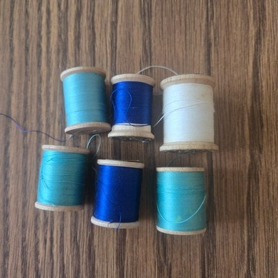 VTG Lot 6 Thread Wooden Spools Clark's Misc Weights & Types  - AS IS!