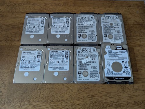 Lot of 8 SATA 2.5" 7mm 500GB 7200rpm Laptop Hard Drives WD Black, HGST, Toshiba