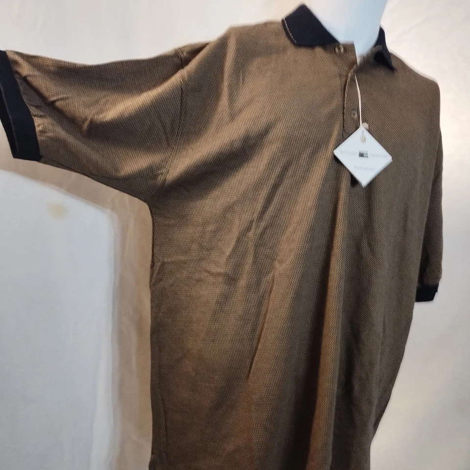 Jonathan Corey Mens XL Polo Style Dress Shirt Tan Black Executive Collection - Image 3 of 4