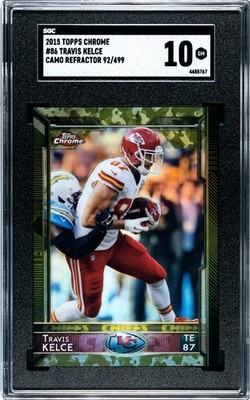 Travis Kelce SP SGC 10 2015 Topps Chrome Camo Refractor 92/499 #86 Chiefs