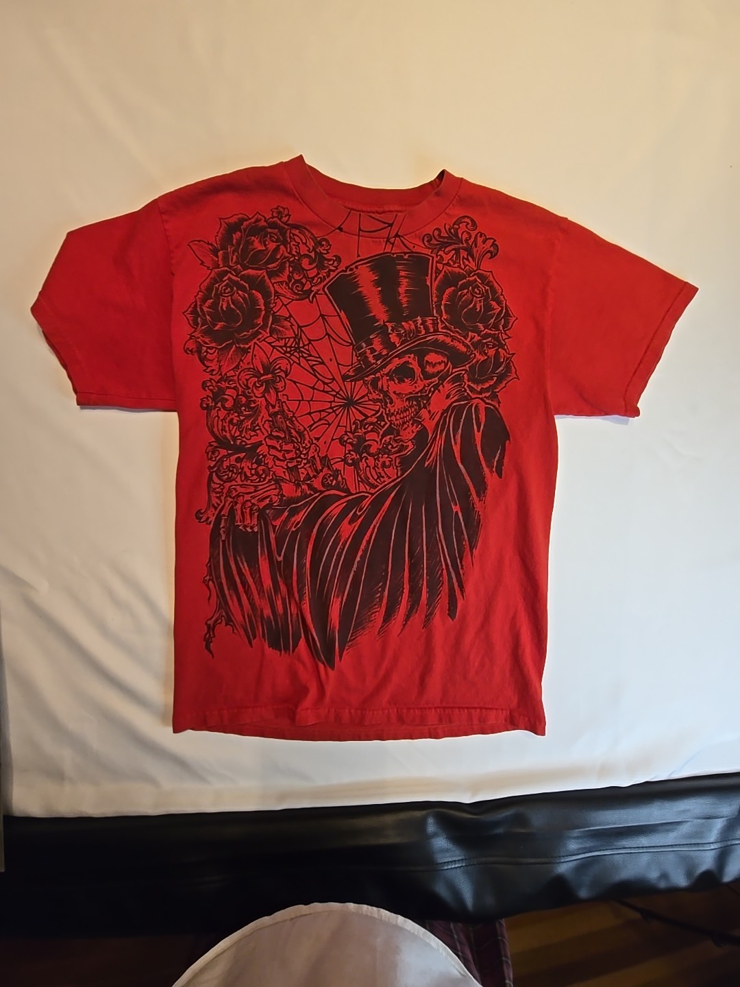 VTG Gothic Y2K Tattoo Joker Skeleton Band Tee M/L Emo Jesse 