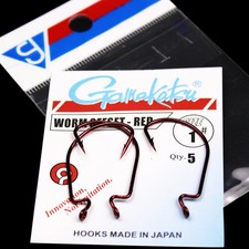Gamakatsu Fishing Hooks Red Bloody Crank Offset Worm Hook Lure Soft Bait Texas R