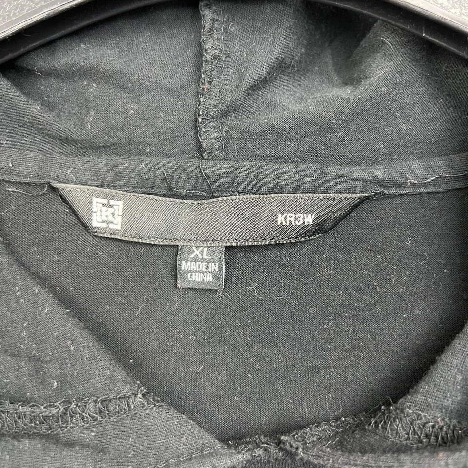 Рубашка мужская Krr3W очень большая черная в полоску с капюшоном на шнурке короткий рукав XL - Изображение 3 из 4