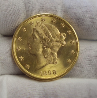 1898 S US $20 Liberty Gold Piece Nice Unc Semi PL