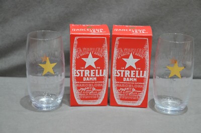 Paar (2) Estrella Damm Barcelona Bierlager Glas 330ml 33c Geschenkbox 2020 M20
