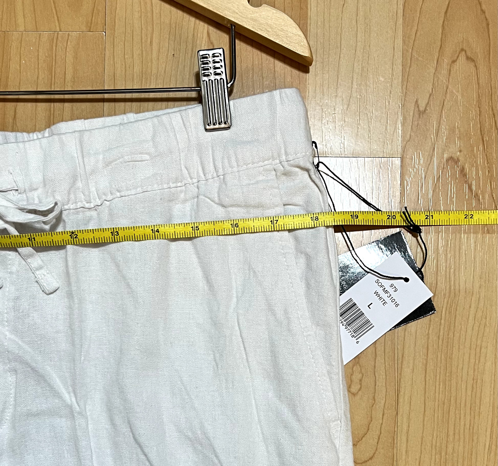 NWT Men's White Linen Pants L SAKS FIFTH AVE Travel Beach