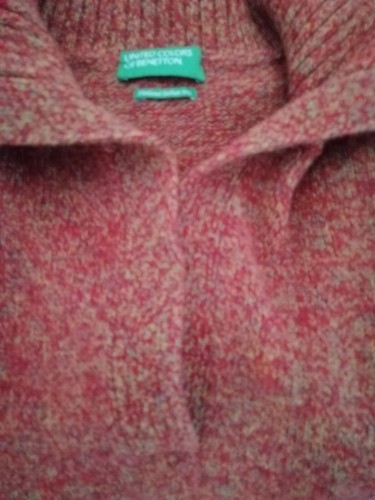 Benetton shetland pura lana M pullover maglia caldo arancio melange maglione - Foto 5 di 5