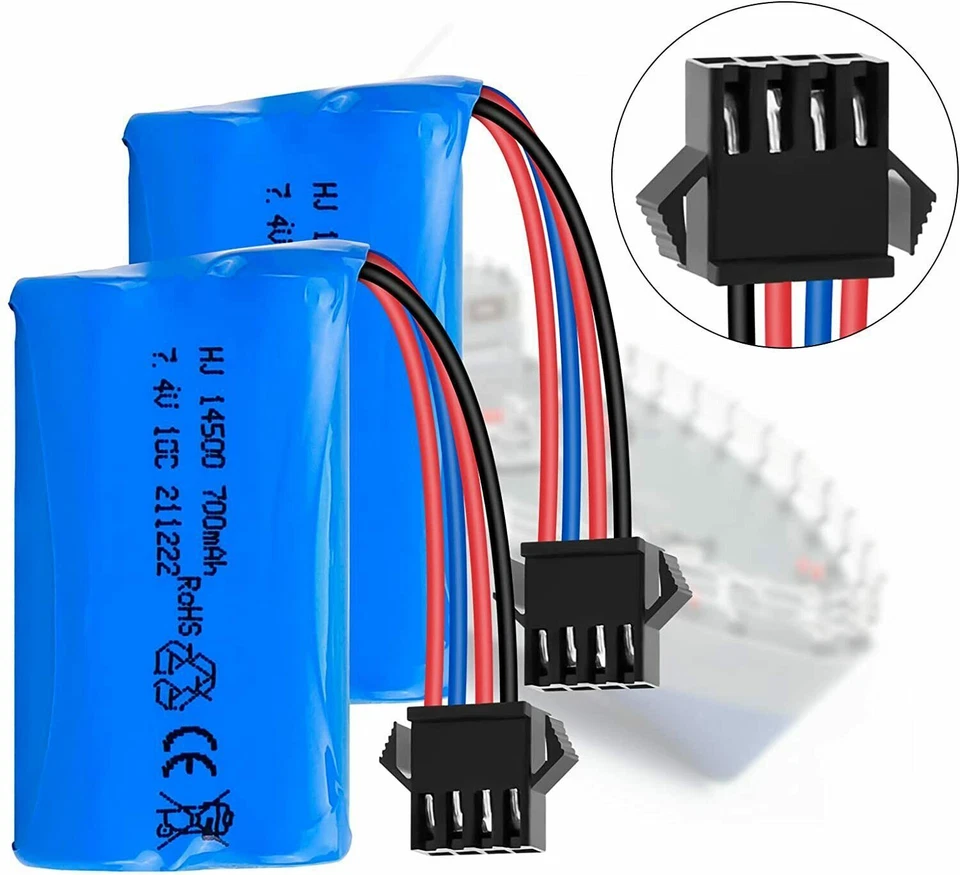 2 Stücke Li-Ion Akku 7,4 V 700mAh SM-4P Stecker für RC Auto Drift Monster Truck - Bild 3 von 4