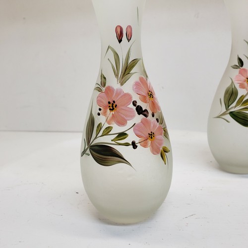 Pair of Frosted Glass Vases, Hand Painted - Picture 5 of 8