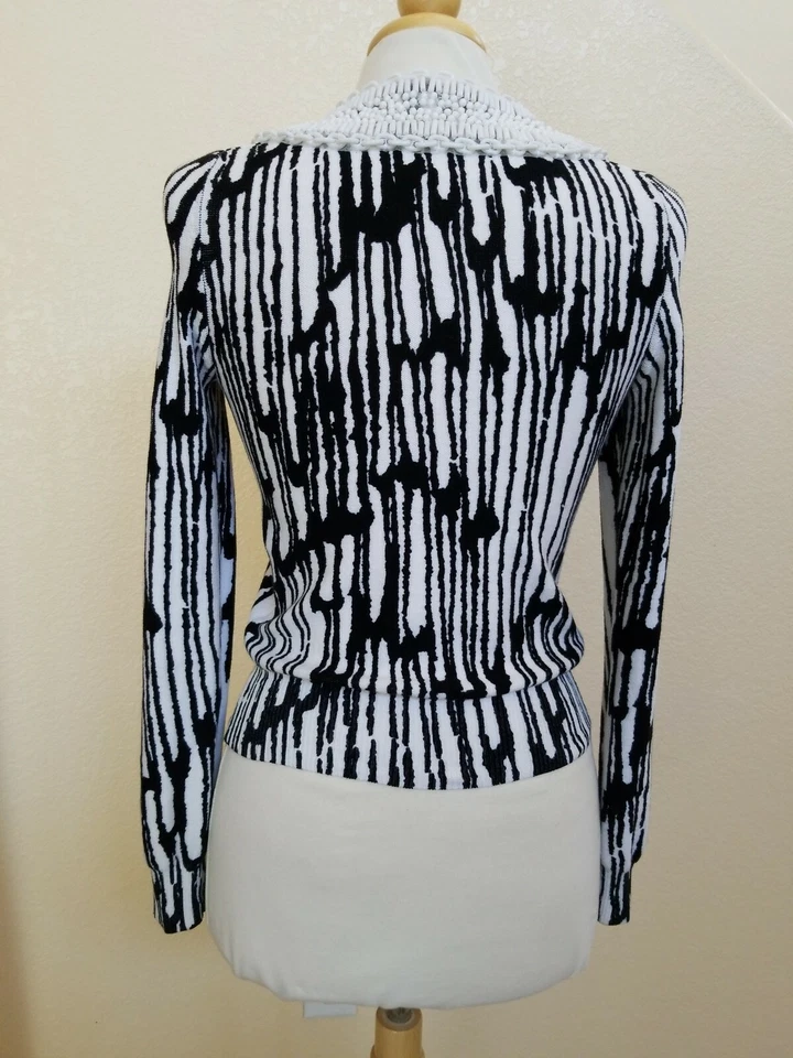 Cárdigan suéter tejido manga larga con cuentas blanco y negro talla P TRACY REESE para mujer Foto 4 de 4