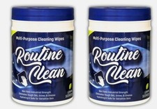 2 ROUTINE CLEAN MULTI PURPOSE CLEANING WIPES 160 WIPES LEMON SCENTED NON-TOXIC
