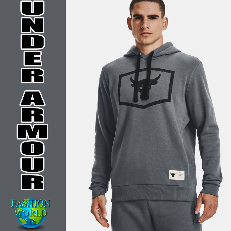 Under Armour Project Rock Fleece Training Hoodie Grey Men's Size