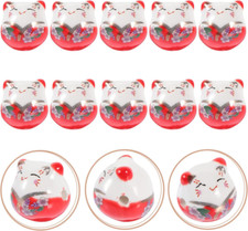 10Pcs Fortune Cat Beads Ceramic Kitten Loose Beads Porcelain Maneki Neko Beads