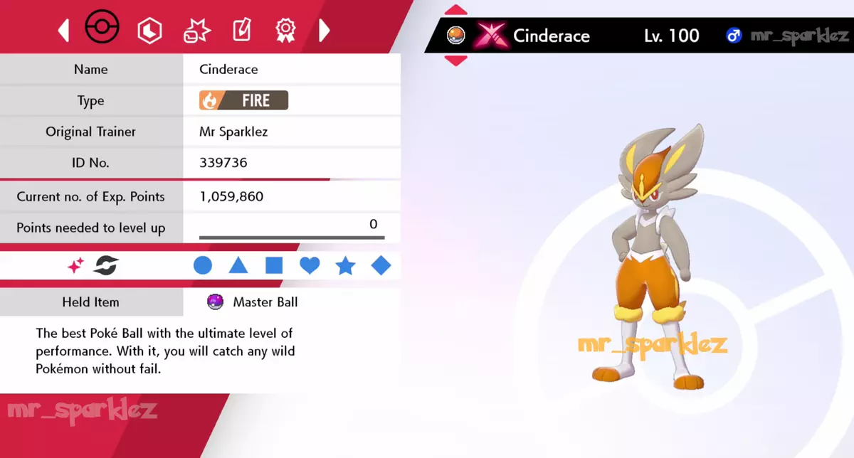 6IV Shiny Gmax Cinderace Pokemon Sword and Shield Fast Trade 