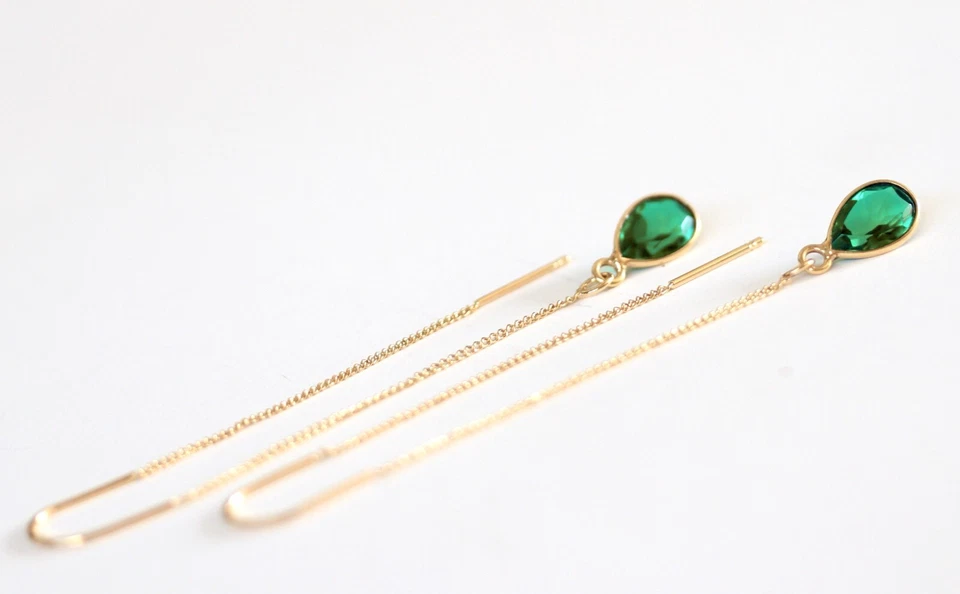 Ohrring Smaragd synthetisch Edelstein Geschenk Frau Mädchen Mutter Schwester - Bild 3 von 4