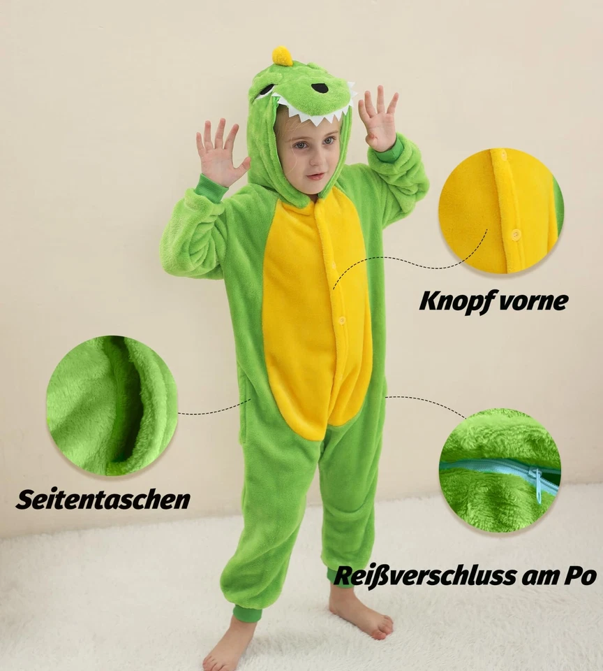 Dinosaurier Kostüm Kinder Dino Dinokostüm Drachenkostüm Kinder Mädchen Jungen Ha - Bild 4 von 4