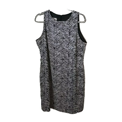 Roman Originals Black Zebra Print Sleeveless Casual Shift Dress Womans Size 18