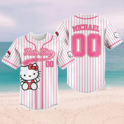 Personalized Hello Kitty Baseball Jersey, Custom Name Number