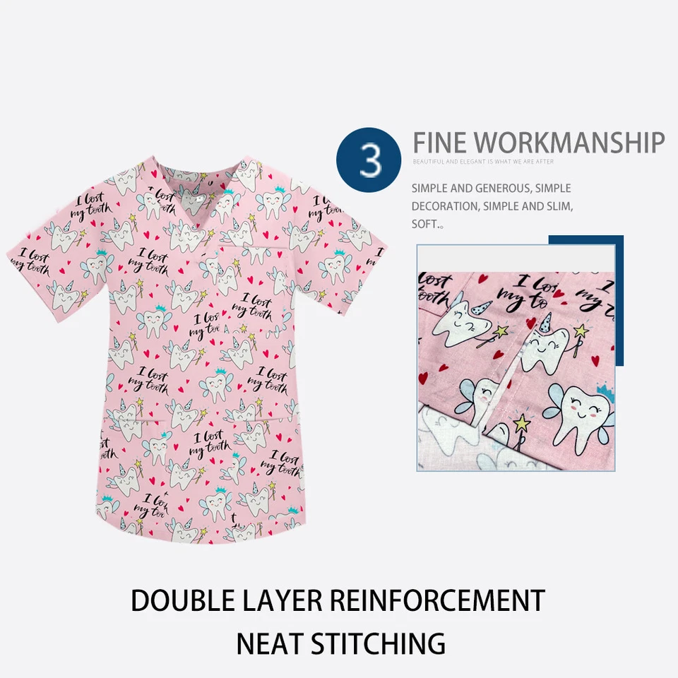 Unisex Medical Scrub Uniform Hospital Surgical Sets Cotton Tops Elastic Pants - Image 4 of 4