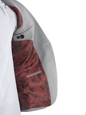 Fashion Wedding Suits For Men Custom Made Grey Suit Burgundy Paisley Lining