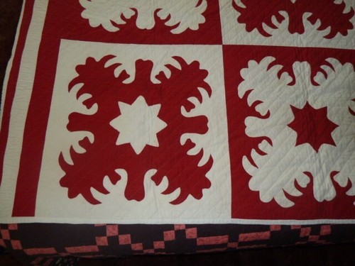 Edredón DYNAMIC Antiguo SCHERENSCHNITT Edredón Rojo y Blanco Aplicado a Mano Acolchado - Imagen 7 de 13