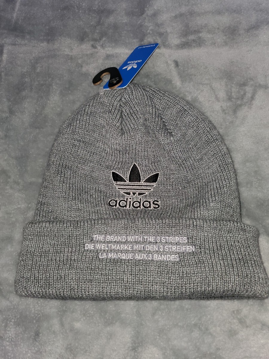ADIDAS ORIGINALS PASSPORT CUFF KNIT BEANIE ADULT HAT GREY GA0295