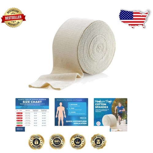 Hospital-Grade Elastic Tubular Bandage, 4" x 33ft, Medium to Large Thigh Support