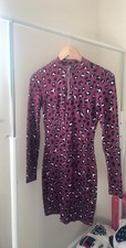 UK 6 Red Leopard print dress with hoop 1/4 zip (bodycon)