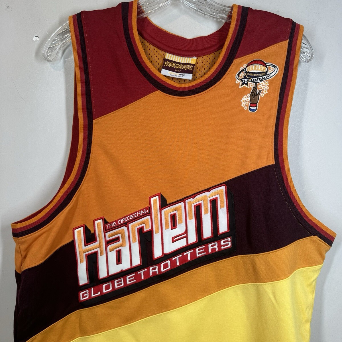 Harlem Globetrotters Jersey Curly 27 Platinum FUBU Mens Sz L