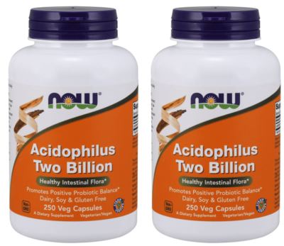 Acidophilus Two Billion 250 Veg Capsules by NOW Foods (2 PACK), 01/2028
