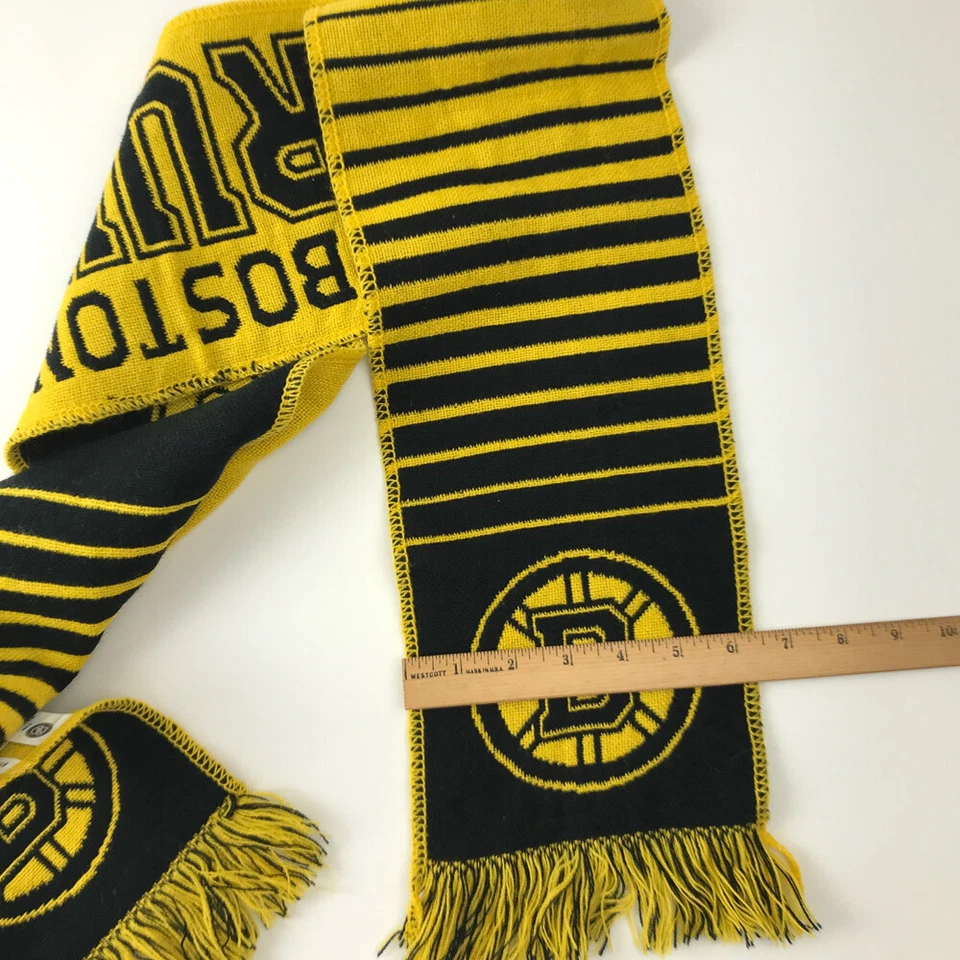 Bufanda de invierno Boston Bruins negra amarilla con rayas Foto 4 de 4