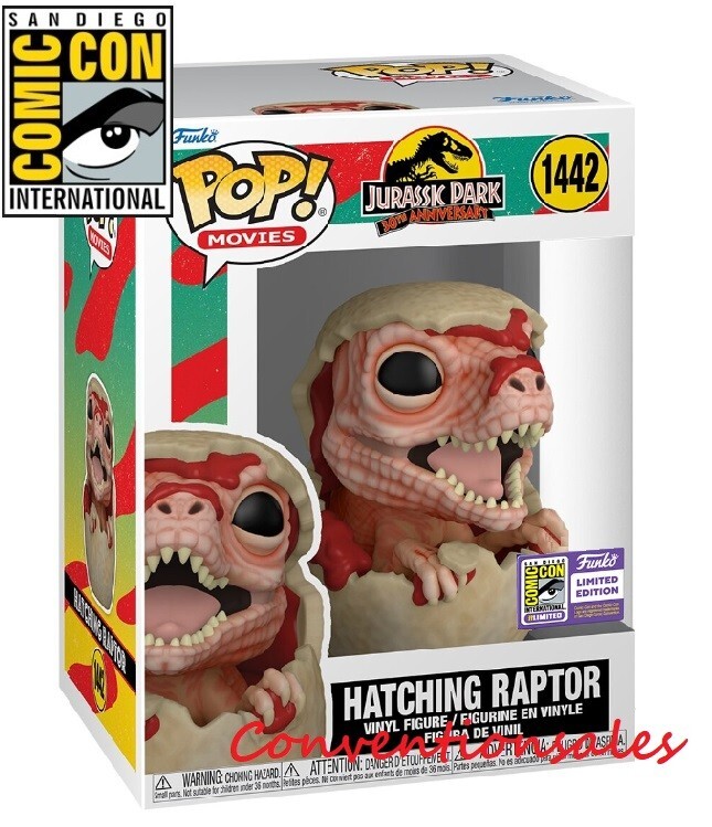 SDCC 2023 *OFFICIAL STICKER* FUNKO POP! JURASSIC PARK: HATCHING RAPTOR FIGURE