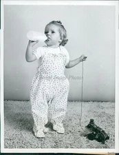 1958 Photo Bottle Baby Wears Wee Modern Corduroy Crawler & Booties Children 7X9