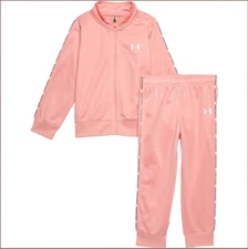Under Armour Girls Pink Piping Track Jacket and Pants Set Size 6 NWT