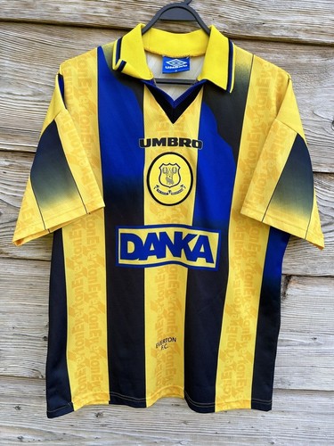 Maillot Extérieur Everton 1996/1997 Umbro Homme - Taille M, Jaune, Manches Courtes, Occasion