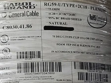 Carol C8030 RG59/U+18/2C Premium Plenum Siamese CCTV Camera Cable White /50ft