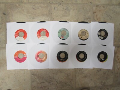 Lot of 10 Different Old 45 RPM Records - Labels Top Rank through Vee ...