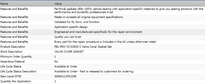 Juego de juntas de cubierta de válvula Fel-Pro para 1955 GMC 280-22 V8-4,7 L Foto 2 de 4
