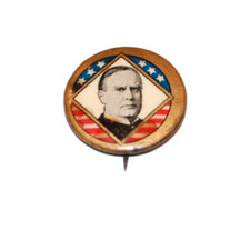 1900 WILLIAM MCKINLEY campaign pin pinback button political president Whitehead